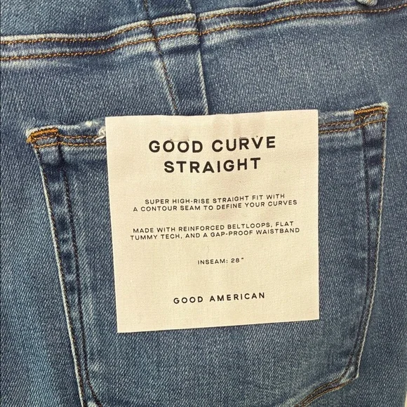 Good American Good Curve Straight Leg Super High Rise Blue Jeans Size 15 - Picture 8 of 12